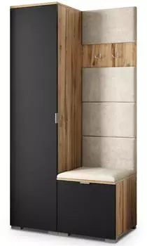 Masseno Lori Garderobenschrank Eiche Wotan, 3 F&auml;cher, 95x181x51cm (800001380221)