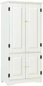 Costway Mehrzweckschrank Vintage mit verstellbarem Regal, Holz, weiß (JZ10009WH)