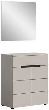 xonox.home Canu Garderoben-Set mit Spiegel & Schuhkommode, kaschmir, 80x190x37cm
