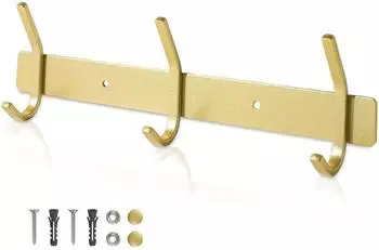 LuxusKollektion Hakenleiste Edelstahl gold, 3 Haken, 30cm