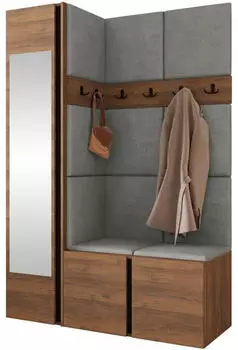 Mirjan24 Orion X Garderoben-Set mit Spiegel, Schuhschrank, Sitzbank, 124x186x46cm (800002079992)