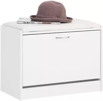 SoBuy FSR16 Schuhbank mit Sitzkissen und Klappe, weiß (800000495865)
