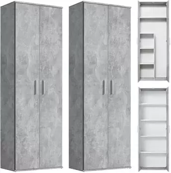 mokebo Die Allzweckwaffe Mehrzweckschrank-Set 2-teilig, grau, 60x180x34cm (800000461581)