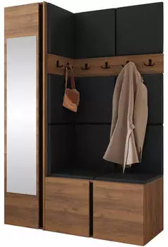 Mirjan24 Orion X Garderoben-Set nussbaumfarben/schwarz, 124x186x46cm (800002079998)