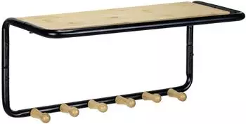Wenko Wandgarderobe Loft Metall/Bambus, 6 Haken, schwarz/natur (71136800)