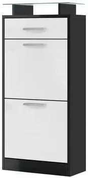 Vladon Loret V2 Schuhschrank 2 Klappen, 1 Schublade, Glasablage, wei&szlig; matt (800000592148)