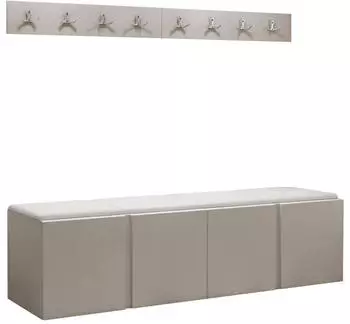 Mirjan24 Orion VII Garderoben-Set mit Sitzbank, 4 Wandpanele 42x42, Kaschmir (800001367147)