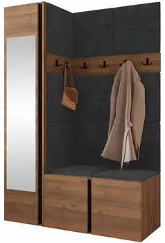 Mirjan24 Orion X Garderoben-Set nussbaumfarben/anthrazit, 124x186x46cm (800002080010)