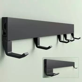 Mai & Mai Stalo-10 Garderobenleiste Aluminium 5 verstellbare Haken 40cm matt schwarz (Stalo-10)