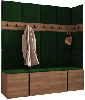 Mirjan24 Garderoben-Set Orion II, 168x186x46cm, Nussbaum/grün (800002080034)