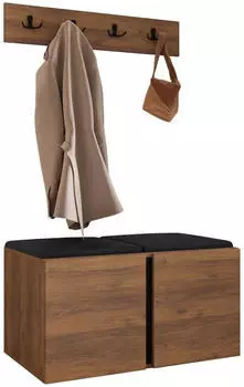 Mirjan24 Orion VI Garderoben-Set mit Schuhschrank, nussbaumfarben/schwarz (800002080100)
