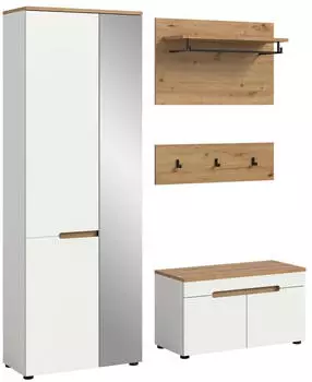 xonox.home Canu Garderoben-Set 3-tlg., wei&szlig;/Artisan Eiche, 160x190x37cm