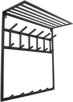 LOFT42 Jaimy Wandgarderobe 6 Doppelhaken, schwarz, Metall, 80x80x30cm