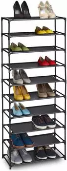 Relaxdays Schuhschrank Mila Stecksystem 10 Ebenen, 150x62x28cm, schwarz (Mila)