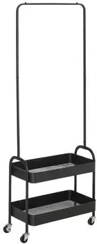 HomCom Kleiderst&auml;nder auf Rollen mit Schuhablage, schwarz, Stahl (31.5x152.5x56.5cm)