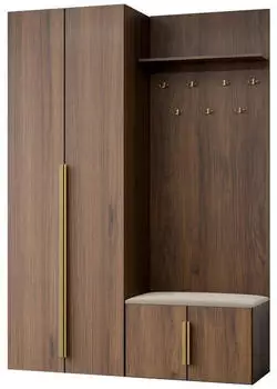 Mirjan24 Garderoben-Set Kerkin I Kleiderschrank + Schuhschrank + Kleiderhakenbrett nussbaum, 70x200x42cm