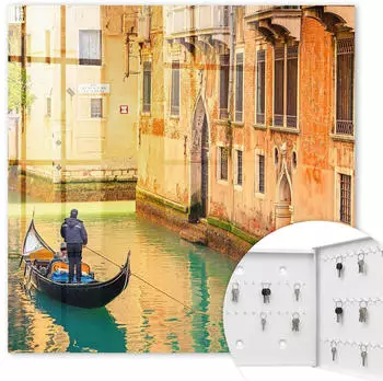 Tulup Schlüsselkasten "Kanäle von Venedig" Metall weiß 30x30cm (010940900010200038586)