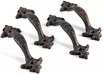 Spetebo Vintage Möbelgriff Gusseisen antik braun 17x4cm, 4er-Set (4930)