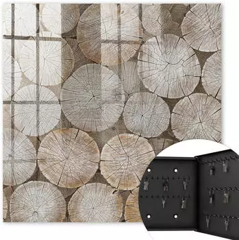 Tulup Schlüsselkasten mit Glasfront, Holzkreise, schwarz, 30x30cm (010940900010100276169)