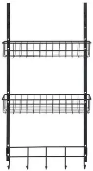 Wenko STORAGE Türregal 2 Körbe, 5 Haken, schwarz, Metall (91339902-0)