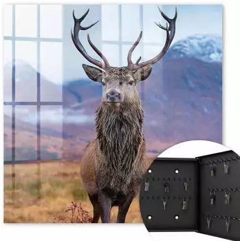 Tulup Schlüsselschrank "Hirsche in den Bergen" 30x30cm, schwarz (010940900010100279214)