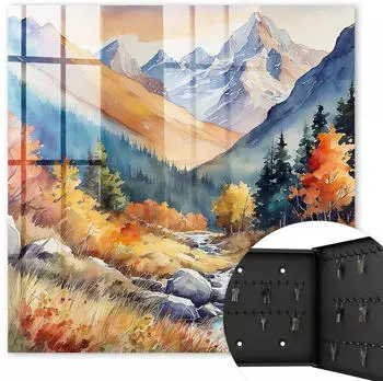 Tulup Schlüsselkasten "Herbstliche Berge" 30x30cm, Metall, schwarz (010940900010100286016)