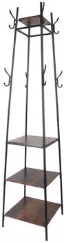 Relaxdays Garderobenst&auml;nder 8 Haken, Metall/Holzwerkstoff, mehrfarbig