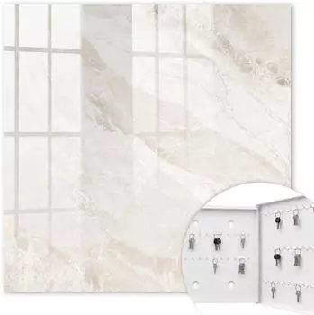 Tulup Schlüsselkasten Metall Glasfront 50 Haken, neutraler Marmor (010940900010200295586)