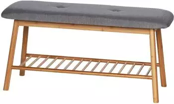 Wenko Bahari Schuhbank Bambus, gepolstert, grau, 90cm (62217100)
