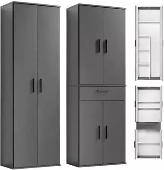 mokebo "Die Allzweckwaffe" Mehrzweckschrank-Set 2-teilig, anthrazit, 60x180x34cm (800000461584)