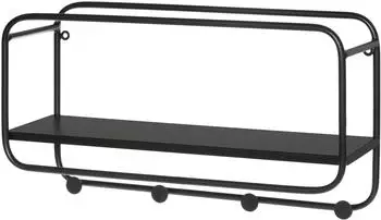 Gerster Labyrint Wandgarderobe mit Regal, 4 Haken, Metall, schwarz (45x25x15cm)