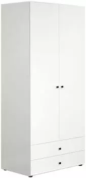 trendteam Basics Garderobenschrank wei&szlig;, 81x176x51cm, 2 T&uuml;ren, 2 Schubladen (243461301)
