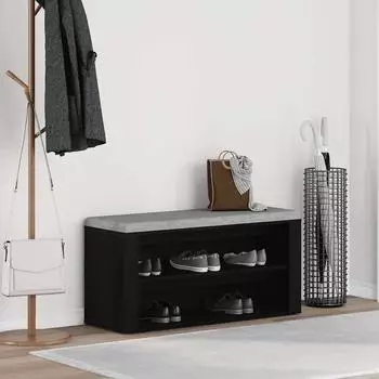 vidaXL Schuhbank schwarze Eiche 100x35x45cm Holzwerkstoff (862126)