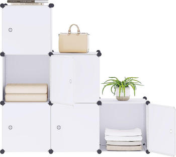 Woltu Garderobenschrank DIY T&uuml;r, 6 F&auml;cher Wei&szlig; (SR0056ws)