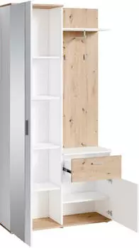 byLIVING Garderobenschrank Jakob 97x195x30 cm Melamin weiß Artisan Eiche