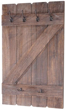 Mendler Wandgarderobe HWC-D13, Garderobe Garderobenpaneel, 6 Haken 91x60cm braun shabby (44783)