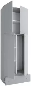 VCM Holz Besenschrank Staubsauger Putzschrank Haushaltsschrank Schublade Lona S Grau (917819)
