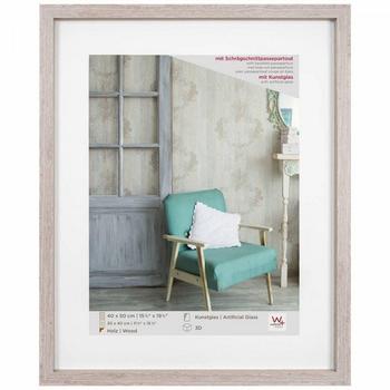 walther design Bilderrahmen grau 40 x 50 cm mit Kunstglas, Stockholm Holzrahmen EA450D