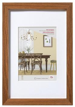 walther design Bilderrahmen eiche dunkel 60 x 80 cm mit Kunstglas und Passepartout Fiorito Holzrahmen EFX080P