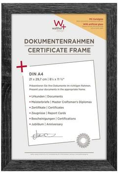 walther design Bilderrahmen dunkelgrau 21 x 29,7 cm (DIN A4) mit Kunstglas und Passepartout Fiorito Holzrahmen EFX130D
