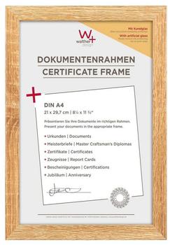 walther design Bilderrahmen eiche hell 21 x 29,7 cm (DIN A4) mit Kunstglas und Passepartout Fiorito Holzrahmen EFX130E