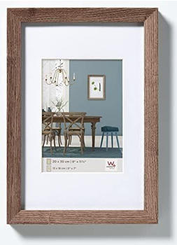 walther design Bilderrahmen nussbaum 18 x 24 cm mit Passepartout, Fiorito Holzrahmen EF824N