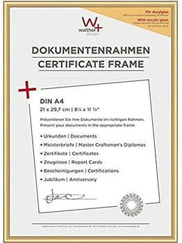 walther design Bilderrahmen gold 21 x 29,7 cm (DIN A4) mit Kunstglas, New Lifestyle Kunststoffrahmen KVX130G