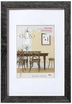 walther design Bilderrahmen dunkelgrau 60 x 80 cm mit Kunstglas und Passepartout Fiorito Holzrahmen EFX080D