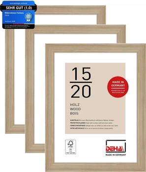 Deha Design 3er SET Holz Portraitrahmen Fontana 15x20 cm Eiche