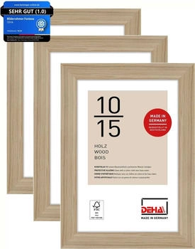 Deha Design 3er SET Holz Portraitrahmen Fontana 10x15 cm Eiche