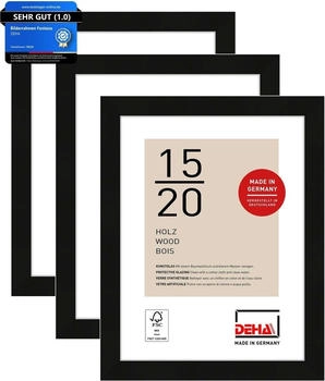 Deha Design 3er SET Holz Portraitrahmen Fontana 15x20 cm Schwarz