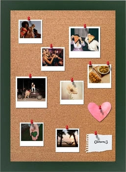 Clamaro Kork Memo Pinnwand – Pinboard Korktafel Pinnbrett mit 10 Stecknadeln Farbe M30:Dunkelgrün Größe:60x40
