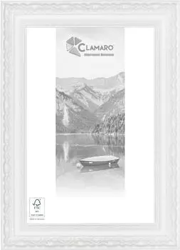 Clamaro 'OTTO' Antik Massivholz Weiss Matt Shabby Chic Vintage Barock Holzrahmen inkl. Acrylglas Rückwand Aufhänger (Querformat & Hochformat) Größe:68x48.5