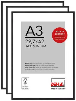 Deha Design Boston (3er Set) A3 29,7x42 cm Aluminium Schwarz Matt